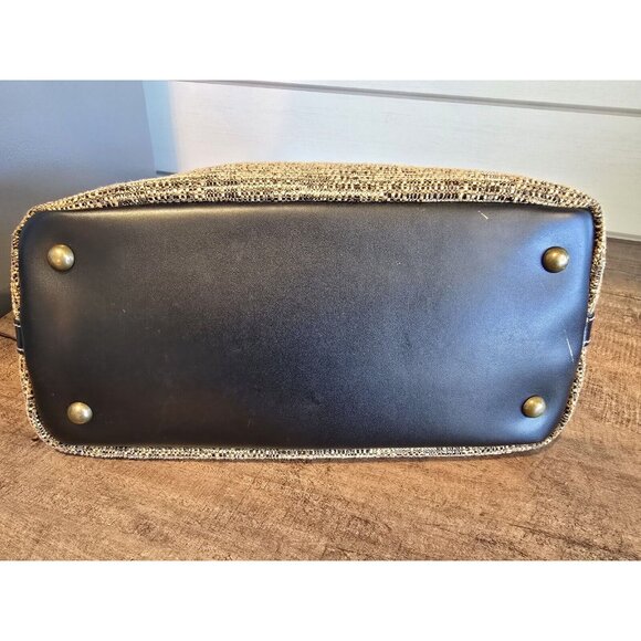 Fossil Tweed Bag Black/Brown Purse Detachable Shoulder Strap Included authentic - Picture 5 of 11